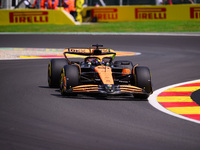 Oscar Piastri of McLaren F1 Team is driving his single-seater after the free practice of the Belgian GP, the 14th race of the Formula 1 Worl...