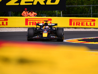 Max Verstappen of Red Bull Racing Honda is driving his single-seater after the free practice of the Belgian GP, the 14th race of the Formula...