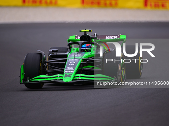 Guanyu Zhou of Stake F1 Team Sauber is driving his single-seater after the free practice of the Belgian GP, the 14th race of the Formula 1 W...