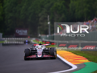 Niko Hulkenberg of Haas F1 Team is driving his single-seater after the free practice of the Belgian GP, the 14th race of the Formula 1 World...