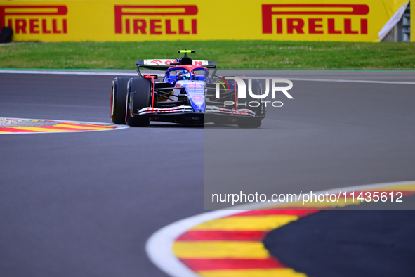 Yuki Tsunoda of Visa Cash-Up Racing Bulls is driving his single-seater after the free practice of the Belgian GP, the 14th race of the Formu...