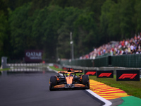 Oscar Piastri of McLaren F1 Team is driving his single-seater after the free practice of the Belgian GP, the 14th race of the Formula 1 Worl...