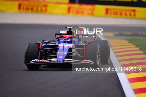 Yuki Tsunoda of Visa Cash-Up Racing Bulls is driving his single-seater after the free practice of the Belgian GP, the 14th race of the Formu...