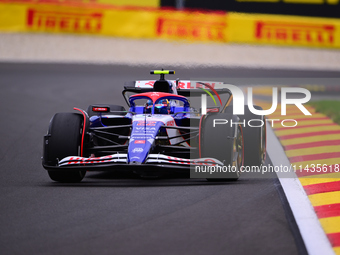 Yuki Tsunoda of Visa Cash-Up Racing Bulls is driving his single-seater after the free practice of the Belgian GP, the 14th race of the Formu...