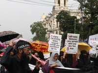 Indian supporters for Palestine are holding posters and the Palestine National Flag during a protest rally, amid the ongoing conflict in Gaz...