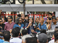 Teachers, human rights activists, and cultural activists are gathering in front of the National Press Club to protest against the indiscrimi...