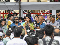 Teachers, human rights activists, and cultural activists are gathering in front of the National Press Club to protest against the indiscrimi...