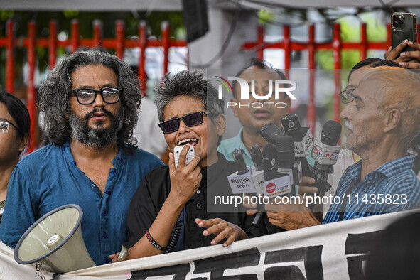 Teachers, human rights activists, and cultural activists are gathering in front of the National Press Club to protest against the indiscrimi...