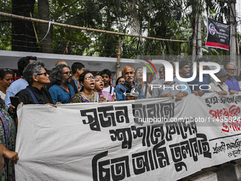 Teachers, human rights activists, and cultural activists are gathering in front of the National Press Club to protest against the indiscrimi...