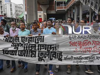 Activists are taking part in a song march to protest against the indiscriminate killings and mass arrests in Dhaka, Bangladesh, on July 26,...