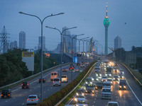 Vehicles are moving on the highway in Colombo, Sri Lanka, on July 26, 2024. (