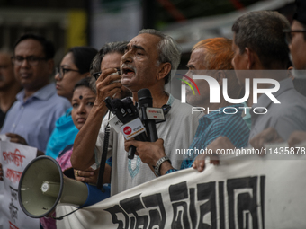 People are taking part in a song march to protest against the indiscriminate killings and mass arrests in Dhaka, Bangladesh, on July 26, 202...