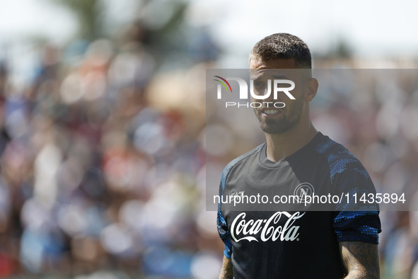 Leonardo Spinazzola of Napoli is participating in day 2 of the preseason training camp of SSC Napoli at Stadio Patini in Castel di Sangro, I...