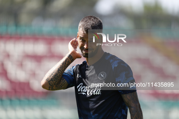 Leonardo Spinazzola of Napoli is participating in day 2 of the preseason training camp of SSC Napoli at Stadio Patini in Castel di Sangro, I...