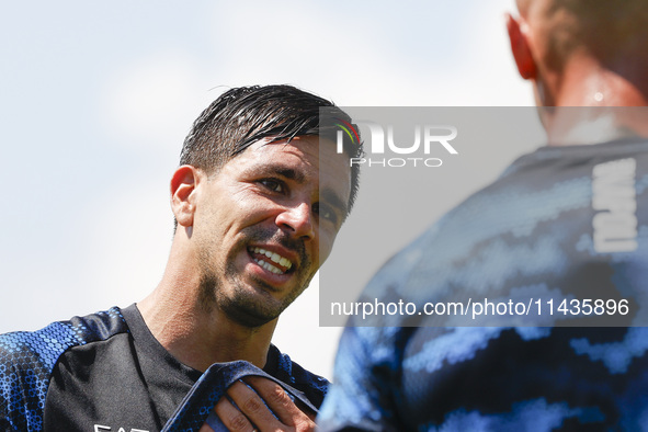 Giovanni Simeone of Napoli is participating in day 2 of the preseason training camp of SSC Napoli at Stadio Patini in Castel di Sangro, Ital...