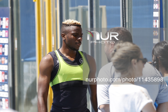 Victor Osimhen of Napoli is participating in day 2 of the preseason training camp of SSC Napoli at Stadio Patini in Castel di Sangro, Italy,...