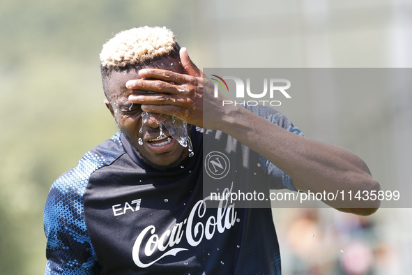 Victor Osimhen of Napoli is participating in day 2 of the preseason training camp of SSC Napoli at Stadio Patini in Castel di Sangro, Italy,...