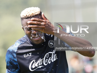 Victor Osimhen of Napoli is participating in day 2 of the preseason training camp of SSC Napoli at Stadio Patini in Castel di Sangro, Italy,...