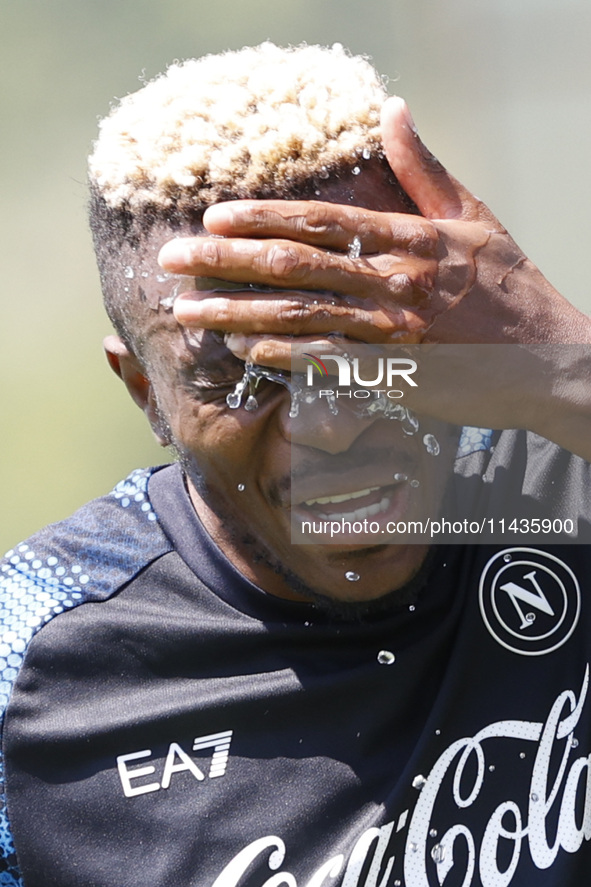 Victor Osimhen of Napoli is participating in day 2 of the preseason training camp of SSC Napoli at Stadio Patini in Castel di Sangro, Italy,...