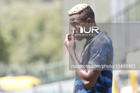 Victor Osimhen of Napoli is participating in day 2 of the preseason training camp of SSC Napoli at Stadio Patini in Castel di Sangro, Italy,...