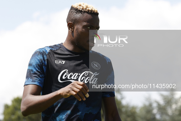 Victor Osimhen of Napoli is participating in day 2 of the preseason training camp of SSC Napoli at Stadio Patini in Castel di Sangro, Italy,...