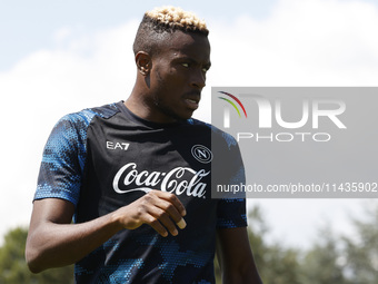 Victor Osimhen of Napoli is participating in day 2 of the preseason training camp of SSC Napoli at Stadio Patini in Castel di Sangro, Italy,...