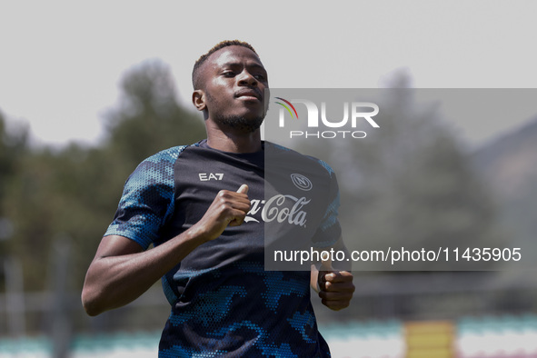 Victor Osimhen of Napoli is participating in day 2 of the preseason training camp of SSC Napoli at Stadio Patini in Castel di Sangro, Italy,...