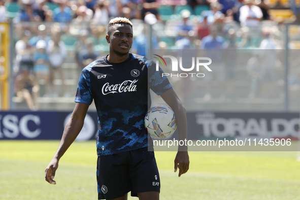 Victor Osimhen of Napoli is participating in day 2 of the preseason training camp of SSC Napoli at Stadio Patini in Castel di Sangro, Italy,...