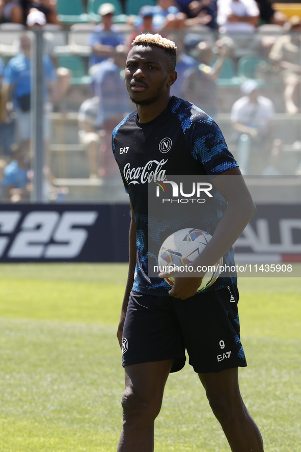 Victor Osimhen of Napoli is participating in day 2 of the preseason training camp of SSC Napoli at Stadio Patini in Castel di Sangro, Italy,...