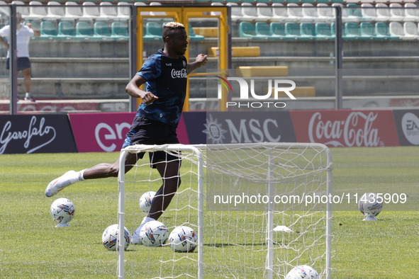 Victor Osimhen of Napoli is participating in day 2 of the preseason training camp of SSC Napoli at Stadio Patini in Castel di Sangro, Italy,...