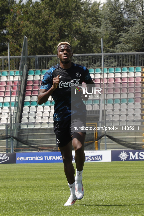 Victor Osimhen of Napoli is participating in day 2 of the preseason training camp of SSC Napoli at Stadio Patini in Castel di Sangro, Italy,...