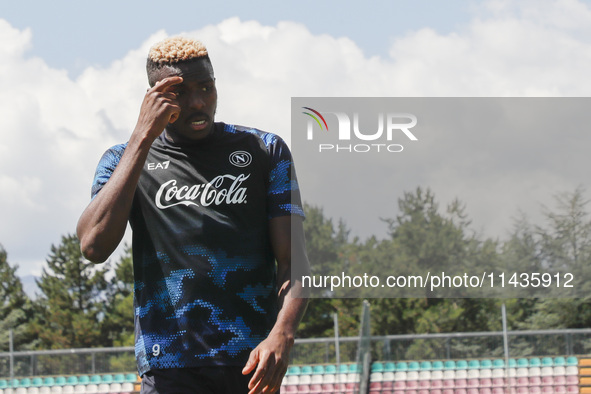 Victor Osimhen of Napoli is participating in day 2 of the preseason training camp of SSC Napoli at Stadio Patini in Castel di Sangro, Italy,...