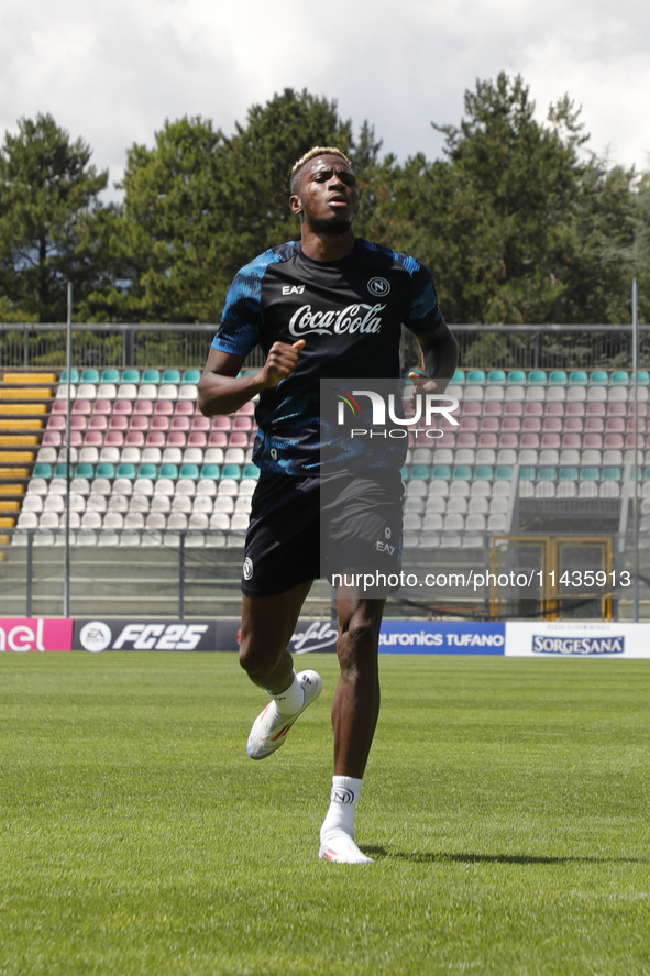 Victor Osimhen of Napoli is participating in day 2 of the preseason training camp of SSC Napoli at Stadio Patini in Castel di Sangro, Italy,...