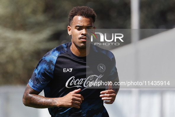 Cyril Ngonge of Napoli is participating in day 2 of the preseason training camp of SSC Napoli at Stadio Patini in Castel di Sangro, Italy, o...