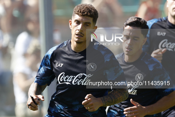 Giovanni Di Lorenzo of Napoli is participating in day 2 of the preseason training camp of SSC Napoli at Stadio Patini in Castel di Sangro, I...