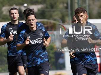 Giovanni Di Lorenzo of Napoli and Giacomo Raspadori of Napoli are participating in day 2 of the preseason training camp of SSC Napoli at Sta...