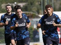 Giovanni Di Lorenzo of Napoli and Giacomo Raspadori of Napoli are participating in day 2 of the preseason training camp of SSC Napoli at Sta...