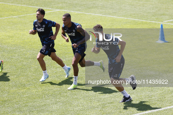 Napoli players are training during day 2 of the preseason training camp of SSC Napoli at Stadio Patini in Castel di Sangro, Italy, on July 2...