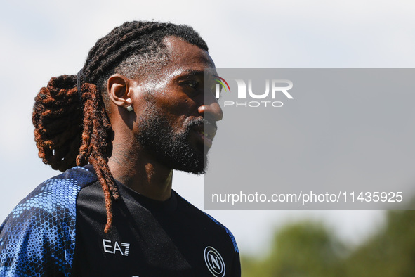 Frank Zambo Anguissa of Napoli is participating in day 2 of the preseason training camp of SSC Napoli at Stadio Patini in Castel di Sangro,...