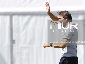 Antonio Conte is coaching Napoli during day 2 of the preseason training camp of SSC Napoli at Stadio Patini in Castel di Sangro, Italy, on J...