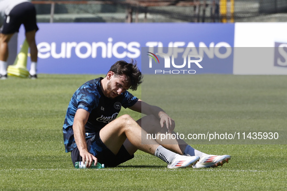 Khvicha Kvaratskhelia of Napoli is participating in day 2 of the preseason training camp of SSC Napoli at Stadio Patini in Castel di Sangro,...