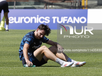 Khvicha Kvaratskhelia of Napoli is participating in day 2 of the preseason training camp of SSC Napoli at Stadio Patini in Castel di Sangro,...