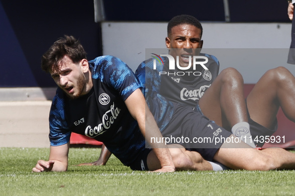 Khvicha Kvaratskhelia of Napoli is participating in day 2 of the preseason training camp of SSC Napoli at Stadio Patini in Castel di Sangro,...