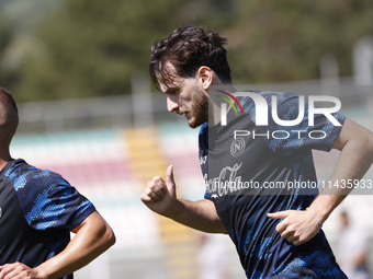 Khvicha Kvaratskhelia of Napoli is participating in day 2 of the preseason training camp of SSC Napoli at Stadio Patini in Castel di Sangro,...