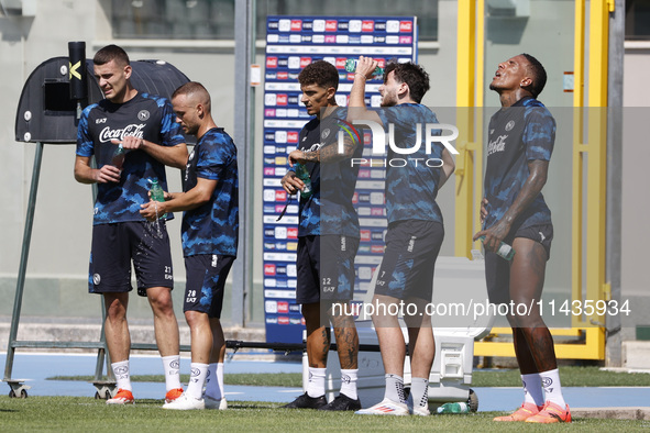 A Napoli player is participating in day 2 of the preseason training camp of SSC Napoli at Stadio Patini in Castel di Sangro, Italy, on July...