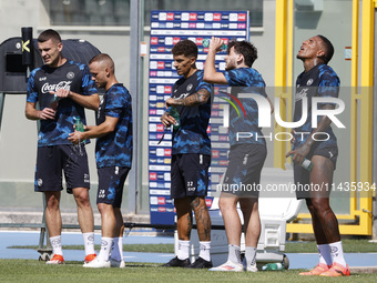 A Napoli player is participating in day 2 of the preseason training camp of SSC Napoli at Stadio Patini in Castel di Sangro, Italy, on July...