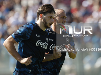 Khvicha Kvaratskhelia of Napoli is participating in day 2 of the preseason training camp of SSC Napoli at Stadio Patini in Castel di Sangro,...