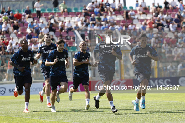 A Napoli player is participating in day 2 of the preseason training camp of SSC Napoli at Stadio Patini in Castel di Sangro, Italy, on July...