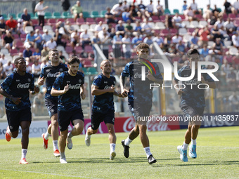 A Napoli player is participating in day 2 of the preseason training camp of SSC Napoli at Stadio Patini in Castel di Sangro, Italy, on July...