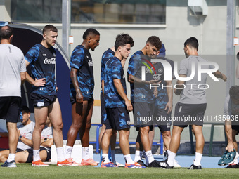 A Napoli player is participating in day 2 of the preseason training camp of SSC Napoli at Stadio Patini in Castel di Sangro, Italy, on July...